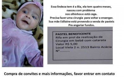 Mãe realiza campanha para ajudar filha de 4 meses que está cega 