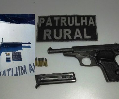 Armas de fogo, munições e quatro pessoas são presas pela Patrulha Rural 